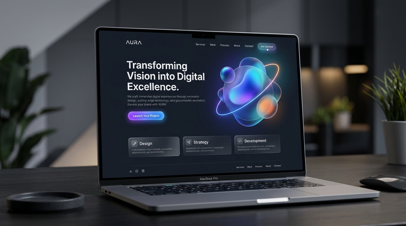 Premium Business Website Mockup on Desktop and Mobile Display