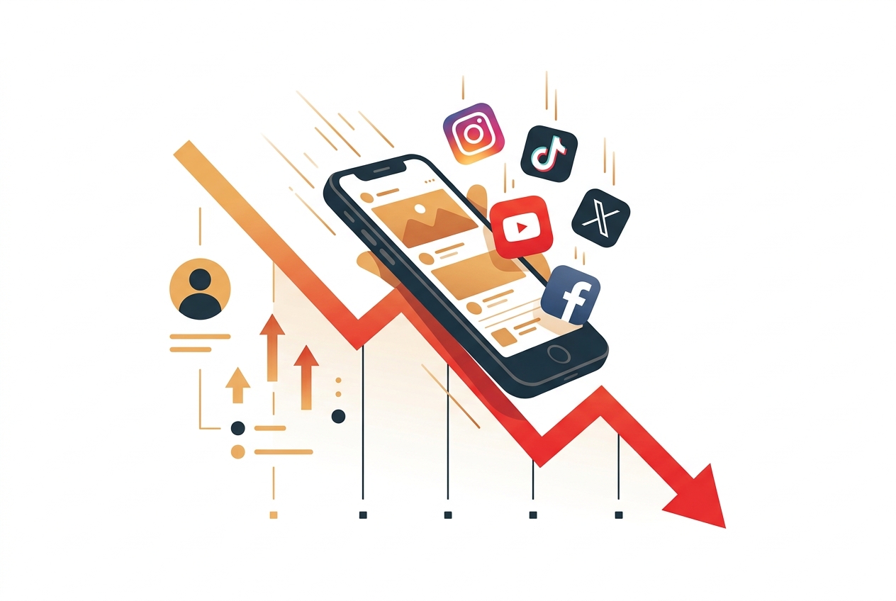 Illustration representing business algorithm risk on social media