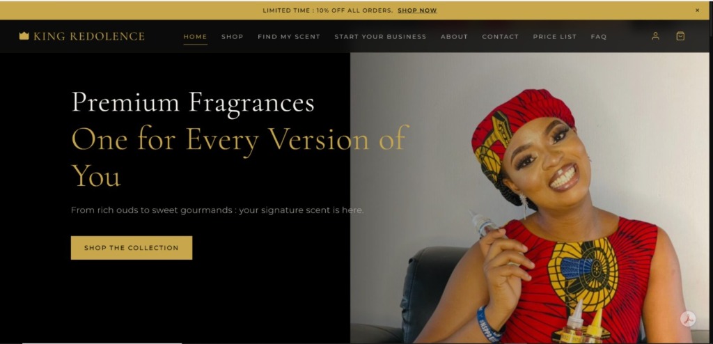King Redolence website mockup
