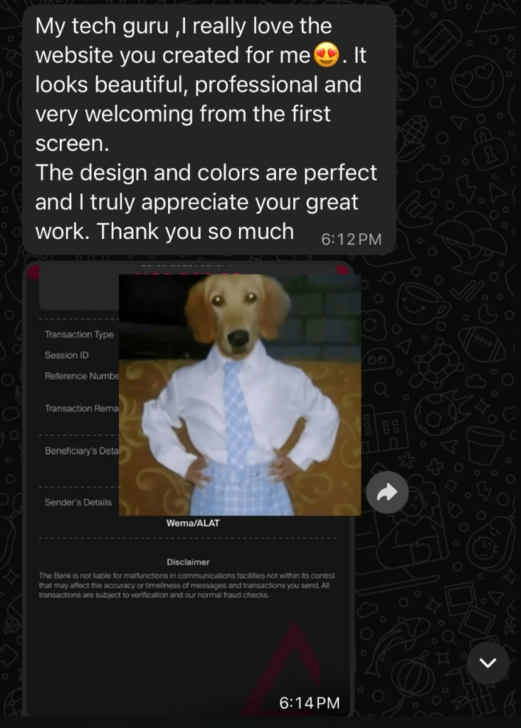 WhatsApp testimonial screenshot