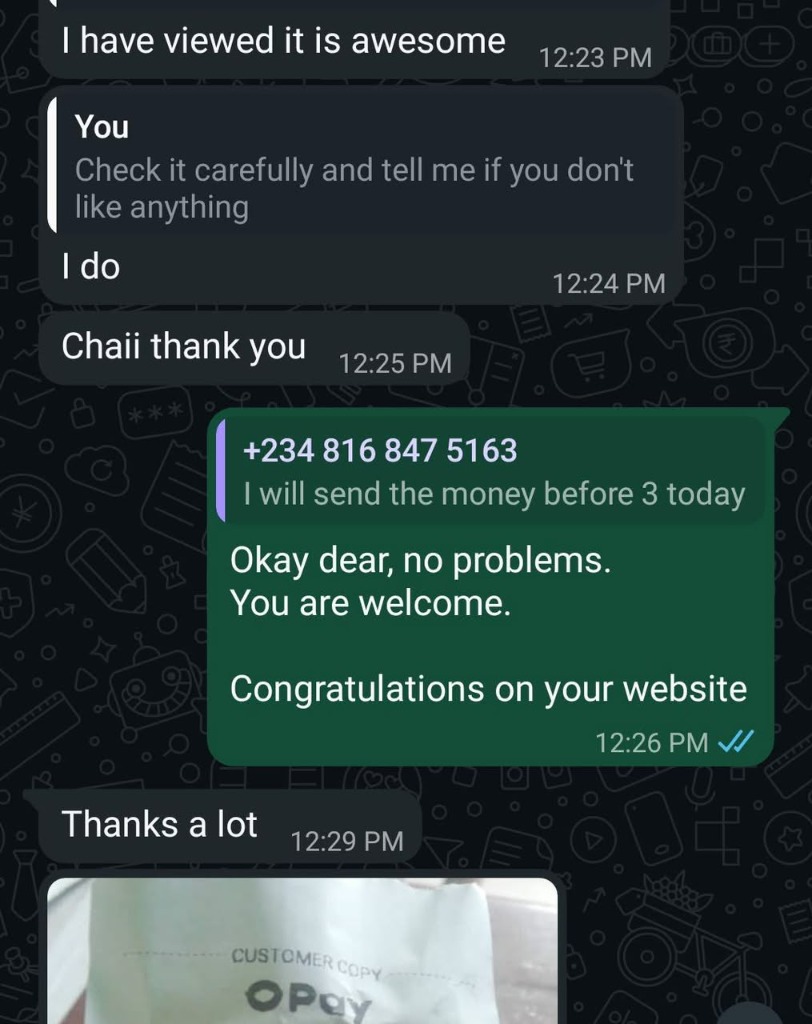 WhatsApp website feedback screenshot