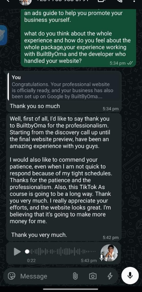 Racheal Oyedepo WhatsApp testimonial